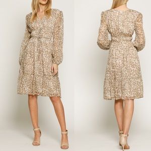 Walter Baker Beige Leopard Faber V-Neck Dress NWT